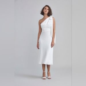 Amsale Little White Dress - LW193 - One-shoulder Midi Dress